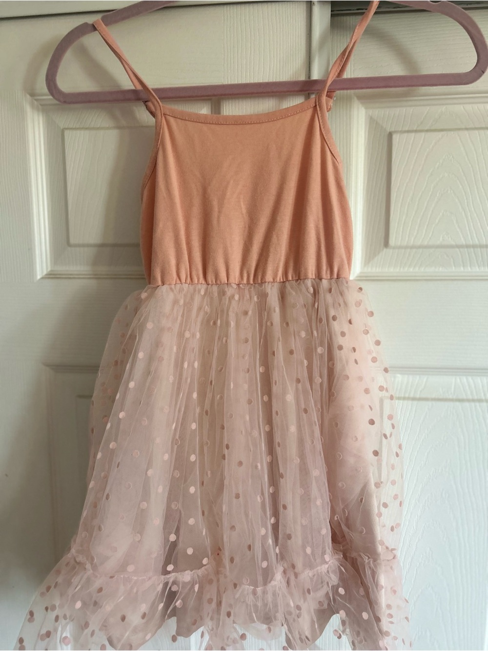 Girls' Pink Polka Dot Tulle Dress - Sleeveless Party Dress